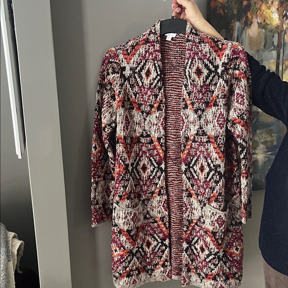 J. Jill Multicolor Geometric Cardigan
